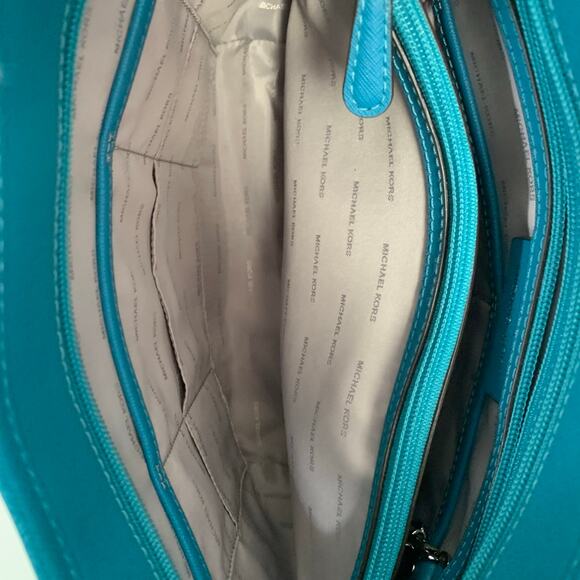 Michael Kors Jet Set Turquoise Convertible Tote Purse - Picture 7 of 10